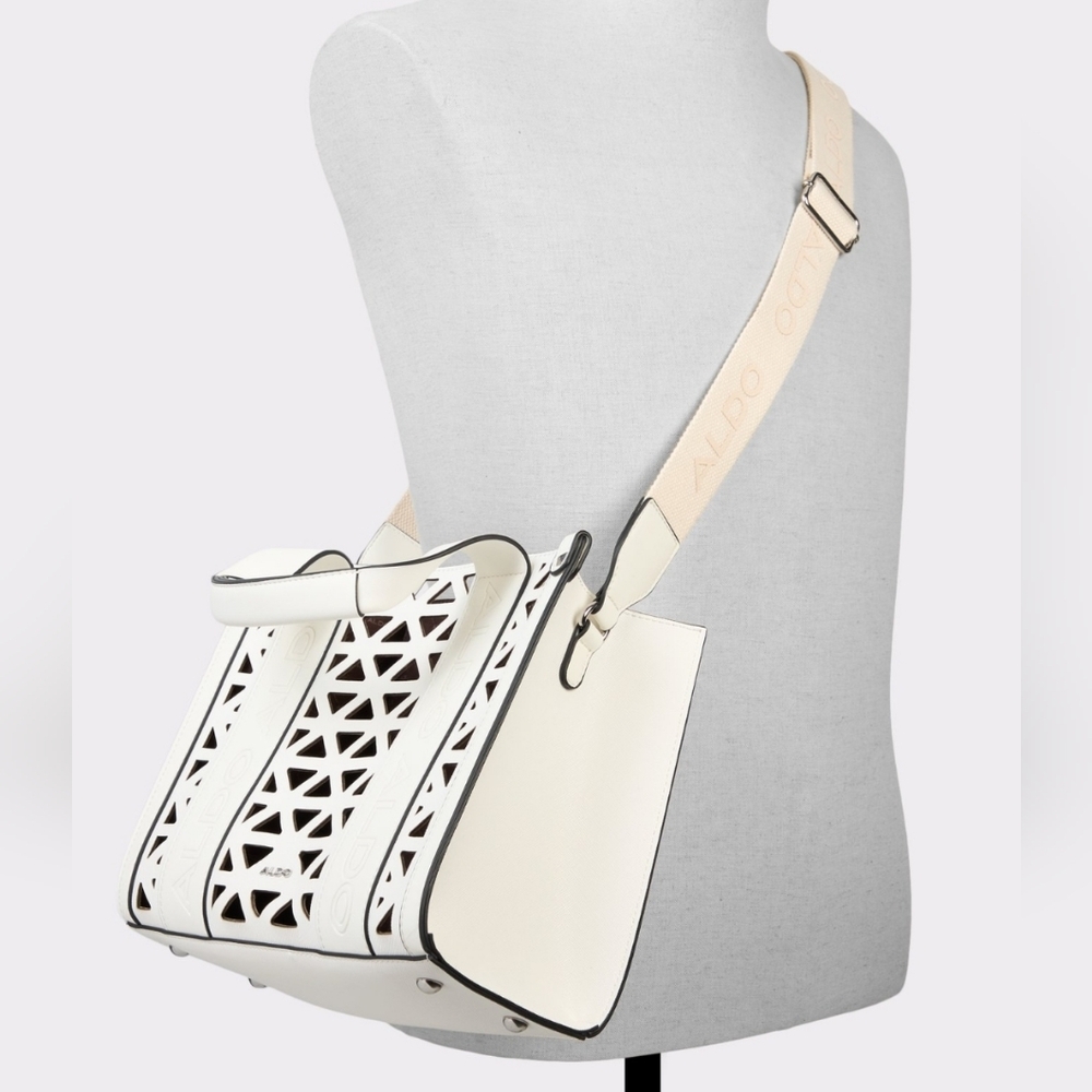 ⛔️ SOLD - Aldo White Tote / Crossbody Bag Cutout Pattern